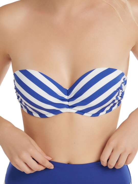 40703LI Haut maillot de bain bandeau multpositions Rhodes Lisca Bleu face