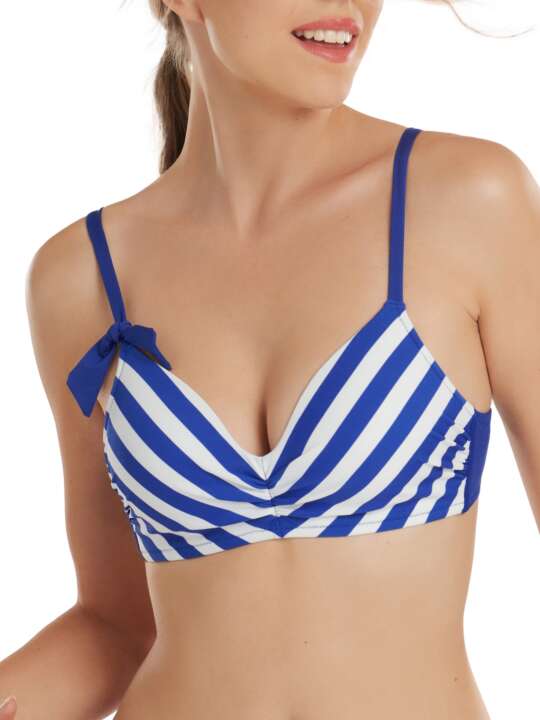 40704LI Haut maillot de bain préformé sans armatures Rhodes Lisca Bleu face