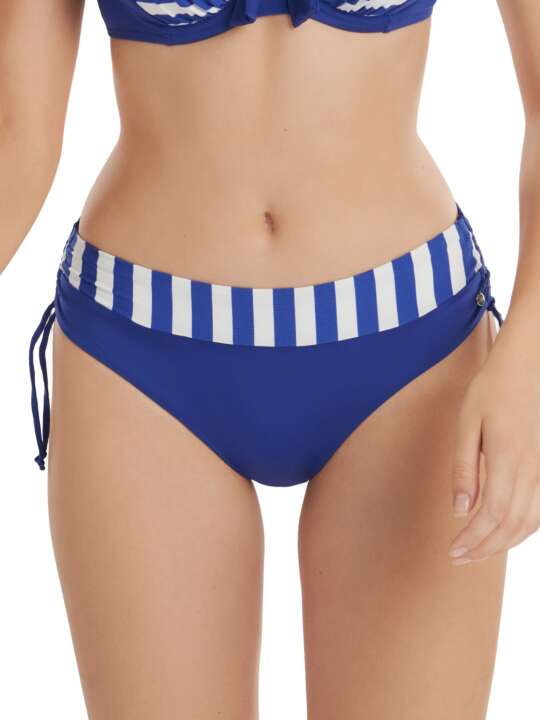 41619LI Bas maillot slip de bain taille haute côtés réglables Rhodes Lisca Bleu face