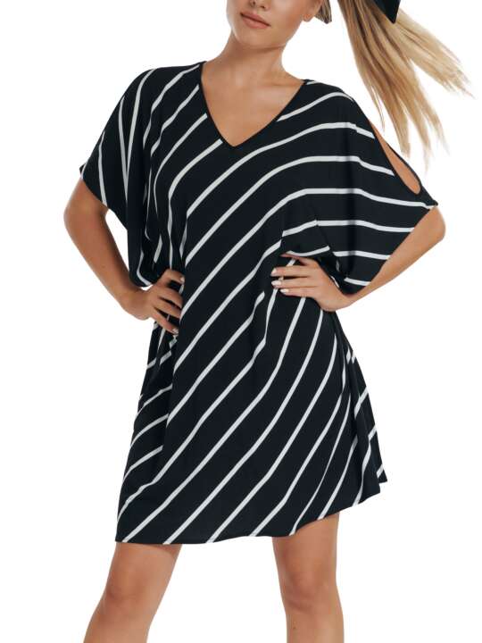 49523LI Caftan de plage Rhodes Lisca Noir face