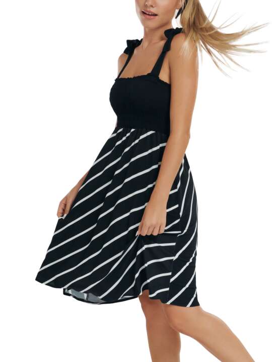 49524LI Summer dress with straps Rhodes Lisca Black face