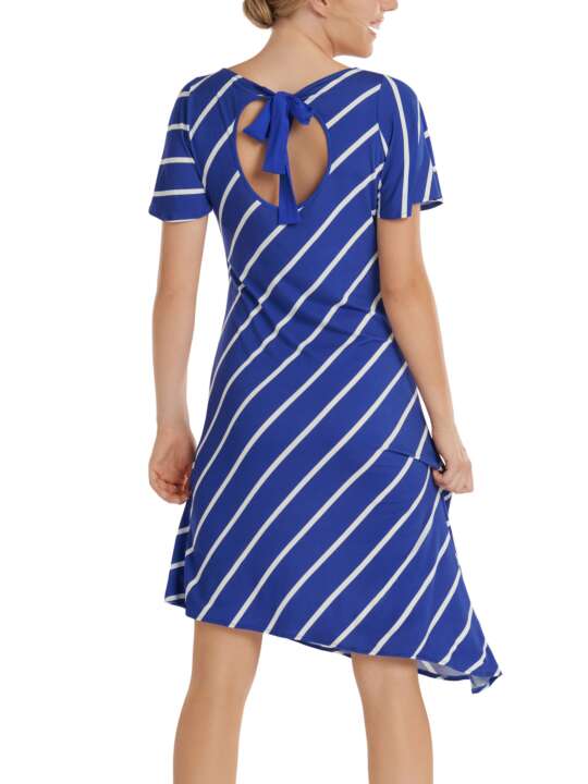 49525LI Asymmetric summer dress with short sleeves Rhodes Lisca Blue face