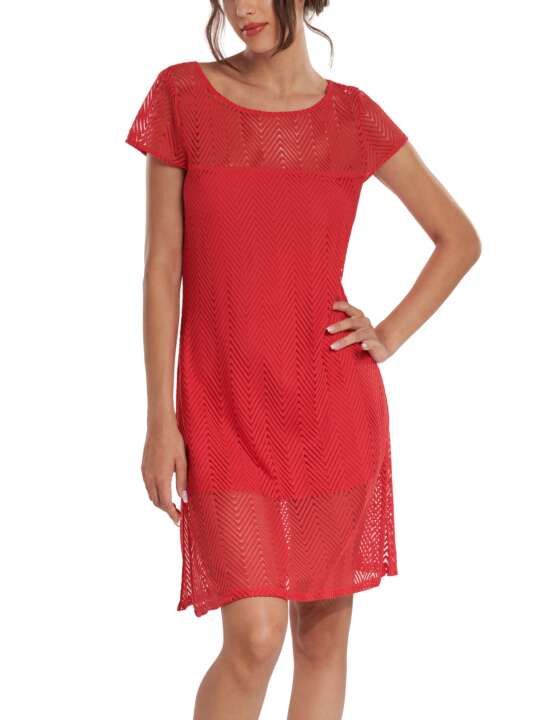 49528LI Robe estivale manches courtes Santorini Lisca Rouge face