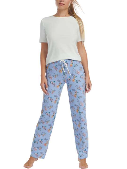 63455LI Pyjama tenue d'intérieur pantalon top manches courtes Posh Lisca Cheek Bleu face