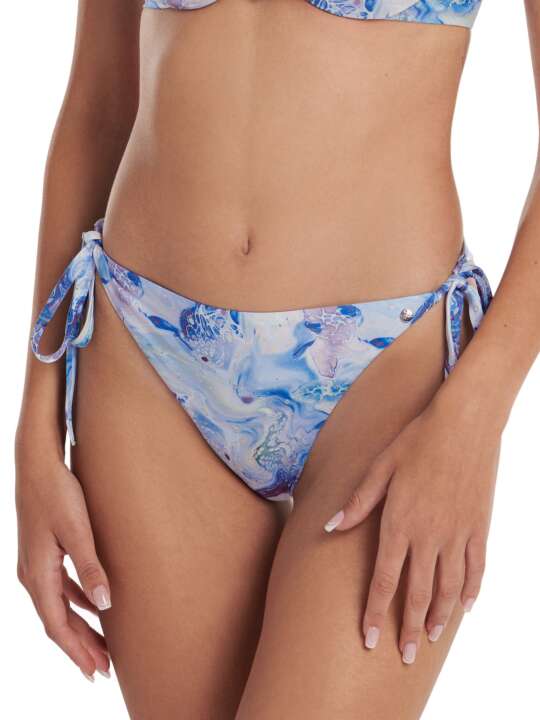 41583LI Bas maillot de bain brésilien taille basse à nouettes Indonesia Lisca Bleu face