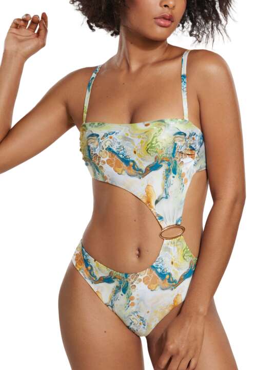 43501LI Maillot de bain une pièce monokini multipositions Indonesia Lisca Vert face