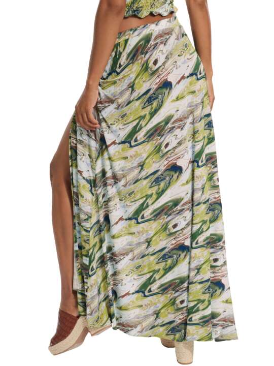 49513LI Indonesia summer long skirt Lisca Green face