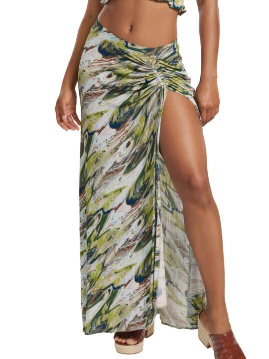 49513LI Indonesia summer long skirt Lisca Green face