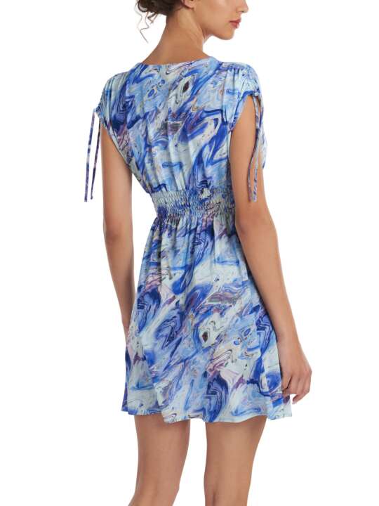 49514LI Indonesia short sleeve summer dress Lisca Blue face