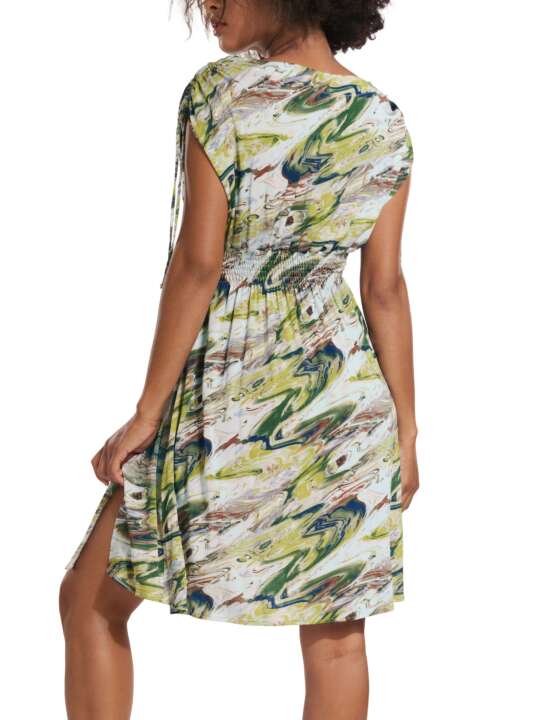 49514LI Indonesia short sleeve summer dress Lisca Green face