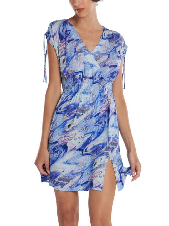 49514LI Indonesia short sleeve summer dress Lisca Blue face