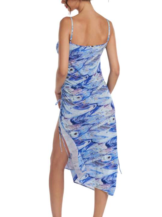 49515LI Indonesia mid-length summer dress with thin straps Lisca Blue face