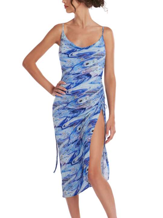49515LI Indonesia mid-length summer dress with thin straps Lisca Blue face
