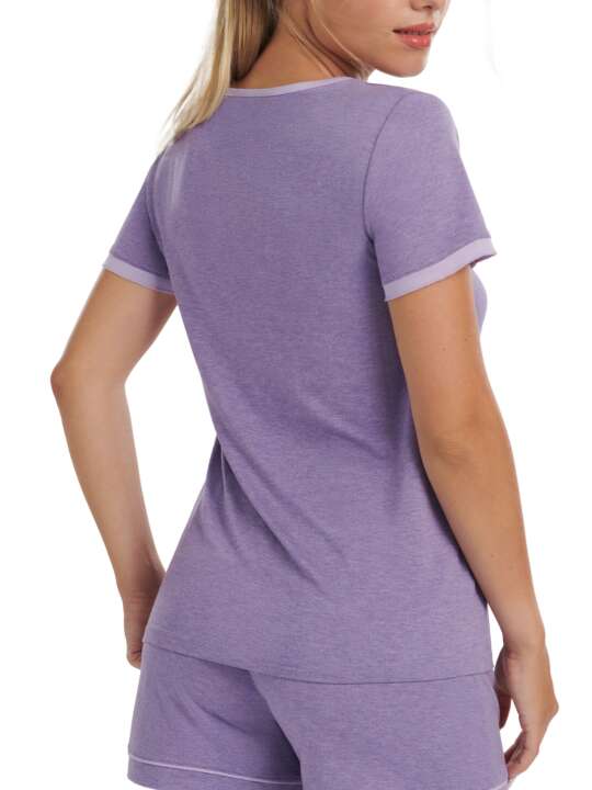23380LI Haut pyjama t-shirt manches courtes Laura Lisca Violet face