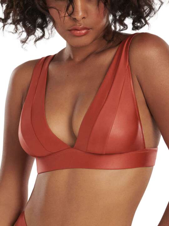 40669LI Haut maillot de bain triangle sans armatures multipositions Jordan Lisca Marron face