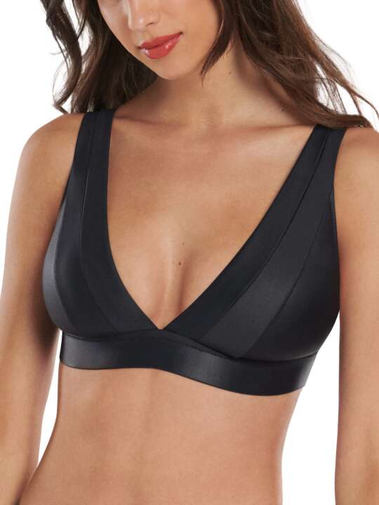 40669LI Haut maillot de bain triangle sans armatures multipositions Jordan Lisca Noir face