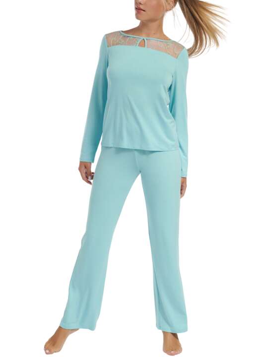 23377LI Pyjama tenue d'intérieur pantalon top manches longues Liv Lisca Bleu Ciel face