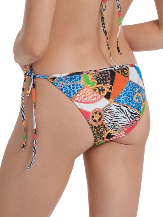 41624LI Bas maillot slip de bain bikini taille basse à nouettes Olbia Lisca Multicolore face