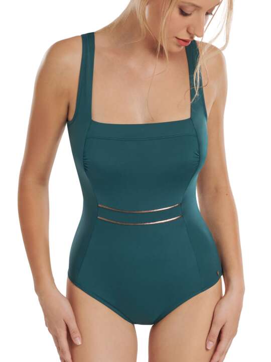 43497LI Maillot de bain une pièce shapewear préformé sans armatures Umbria Lisca Vert face