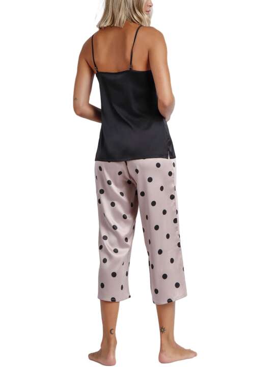 60139AD Pyjama tenue d'intérieur pantalon palazzo caraco Elegant Dots Admas Noir face