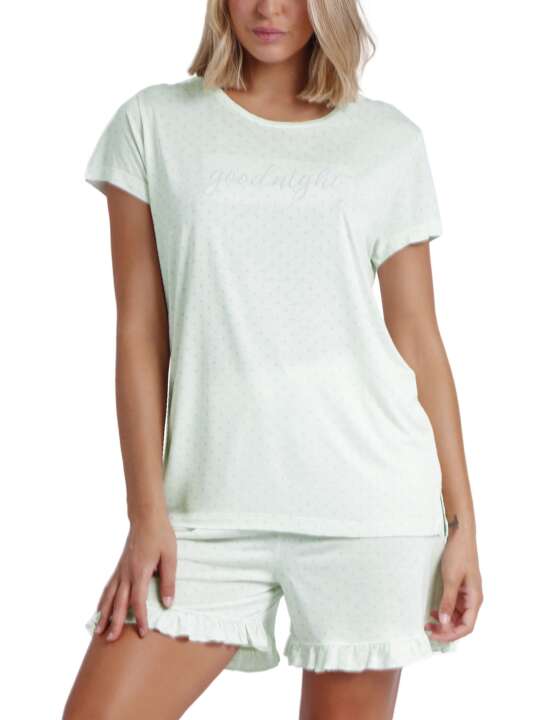 60186AD Pyjama shorts t-shirt Good Night Admas Green face