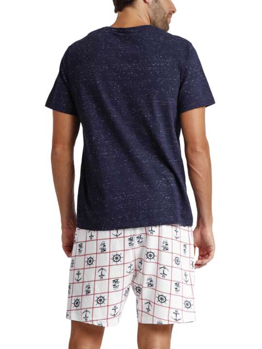 60269AD Pyjama short t-shirt Sailor Admas Bleu Marine face