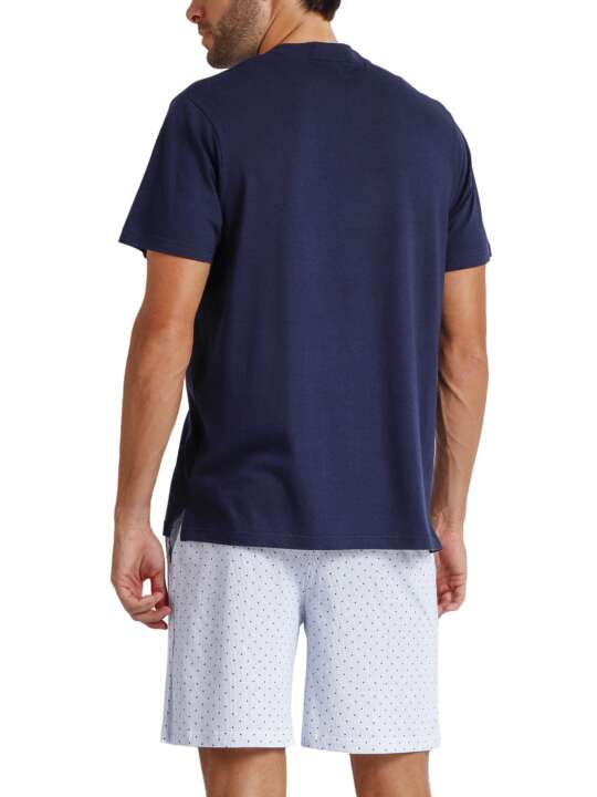 60252AD Pyjama short t-shirt Stripes And Dots Admas Bleu face