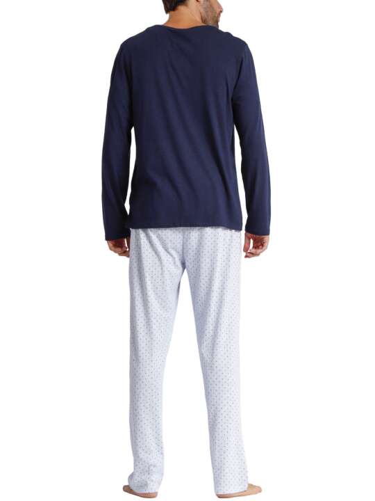 60270AD Pyjama pantalon top manches longues Stripes And Dots Admas Bleu face