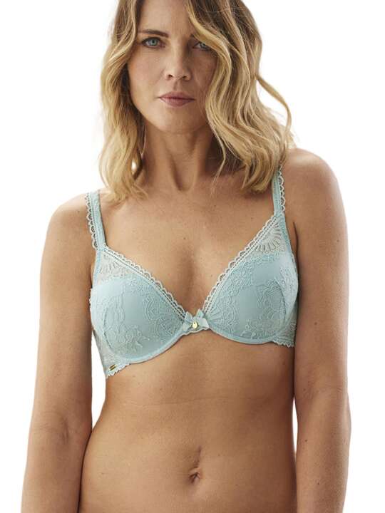 31015SE Soutien-gorge triangle préformé plongeant Penelope Selmark Bleu Turquoise face