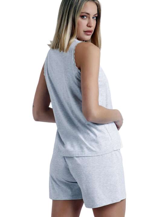 60169AD Pyjama short débardeur Romantic Grey Admas Gris face