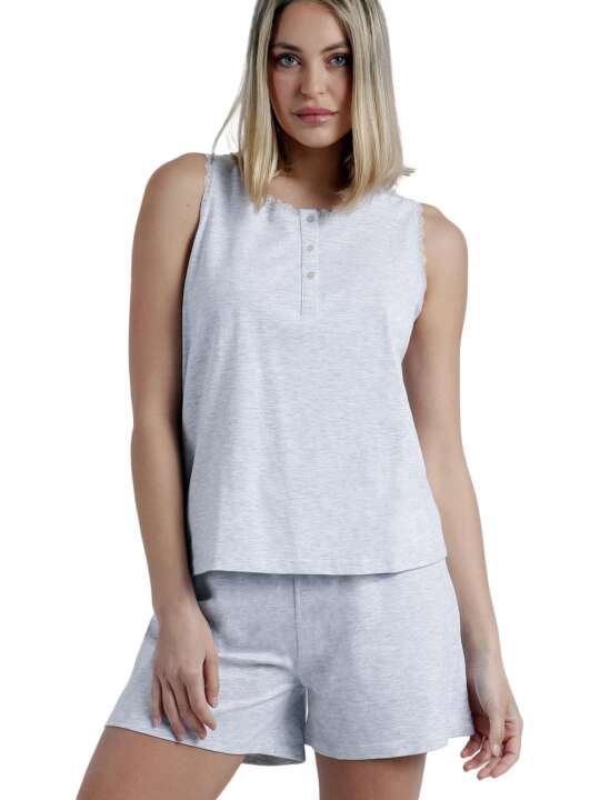 60169AD Pyjama short débardeur Romantic Grey Admas Gris face