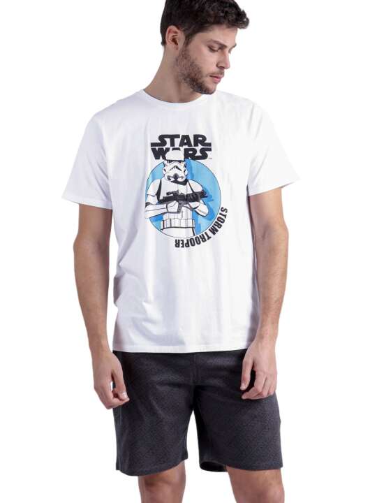 60673AD Pyjama short t-shirt Stromtrooper Star Wars Admas Blanc face