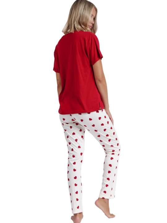 60101AD Pyjama pantalon t-shirt Dans Mon Coeur Admas Rouge face