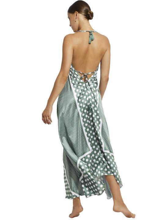 BI495SE Summer long dress with bare back Negroni Selmark Mare Khaki face