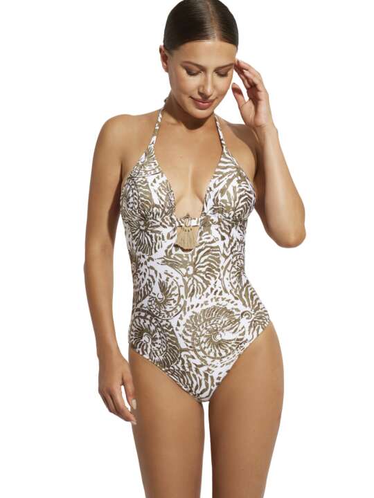 BJ257SE Maillot de bain écologique une pièce triangle préformé Malibu Selmark Mare Blanc face