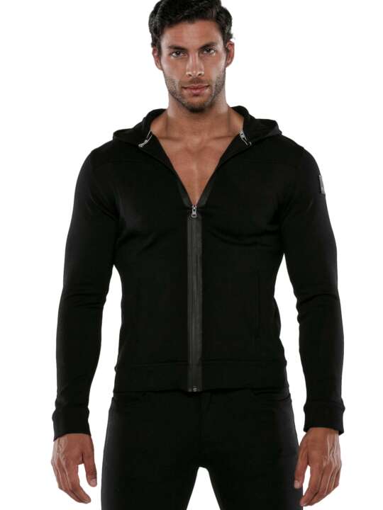 9718COD Veste de sport zippée à capuche Utility Code22 Noir face