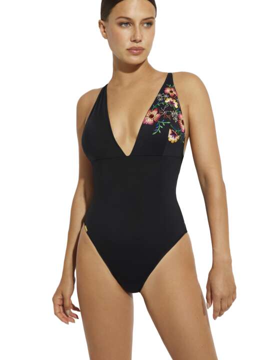 BJ457SE Maillot de bain une pièce triangle préformé multipositions Julieta Selmark Mare Noir face