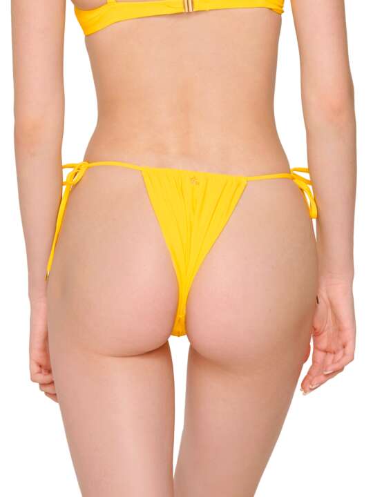 92063LU Bas maillot de bain brésilien réglable à nouettes Blue Sense Luna Splendida Jaune face