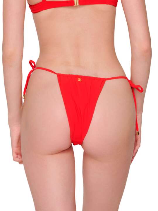 92063LU Bas maillot de bain brésilien réglable à nouettes Blue Sense Luna Splendida Rouge face