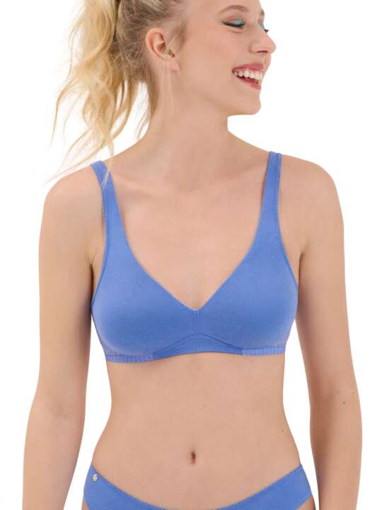 60506LI Soutien-gorge sans armatures Lucky Lisca Cheek Bleu face
