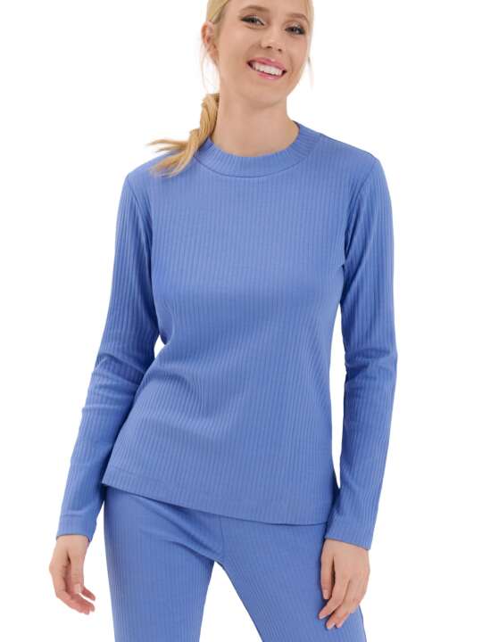 63460LI Haut pyjama top manches longues Lucky Lisca Cheek Bleu face