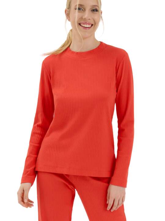 63460LI Haut pyjama top manches longues Lucky Lisca Cheek Orange face