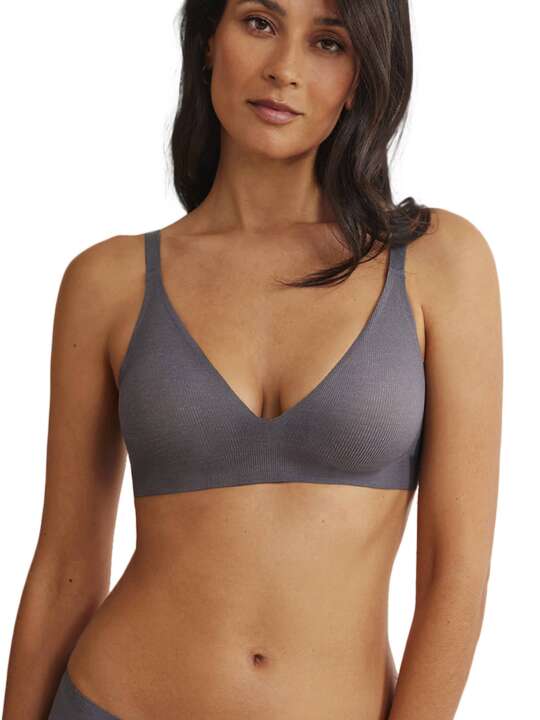 10615SE Soutien-gorge triangle préformé plongeant coques amovibles One Selmark Gris face