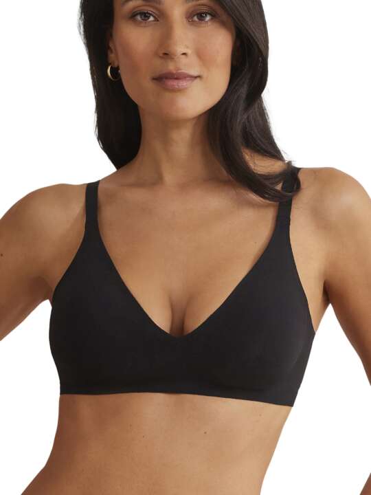 10615SE Soutien-gorge triangle préformé plongeant coques amovibles One Selmark Noir face