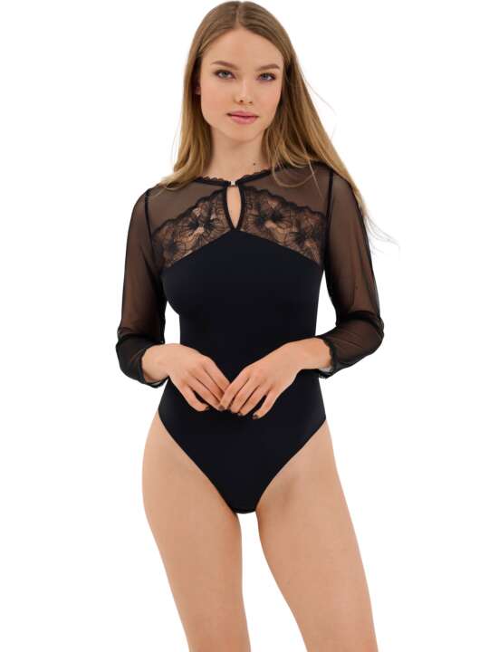 13113LI Body brésilien manches trois-quarts Sympathy Lisca Noir face