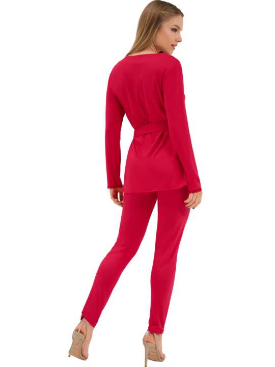 23387LI Pyjama leggings tunique manches longues Sympathy Lisca Rouge face