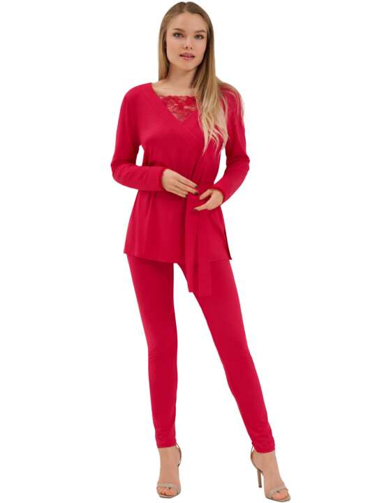 23387LI Pyjama leggings tunique manches longues Sympathy Lisca Rouge face