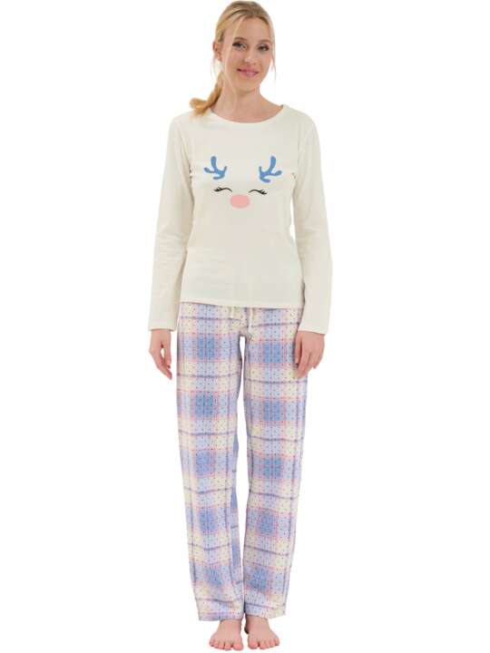 63463LI Pyjama pantalon top manches longues Holiday Lisca Cheek Ivoire face