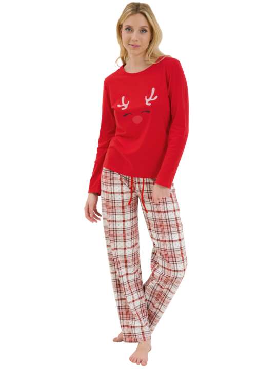 63463LI Pyjama pantalon top manches longues Holiday Lisca Cheek Rouge face