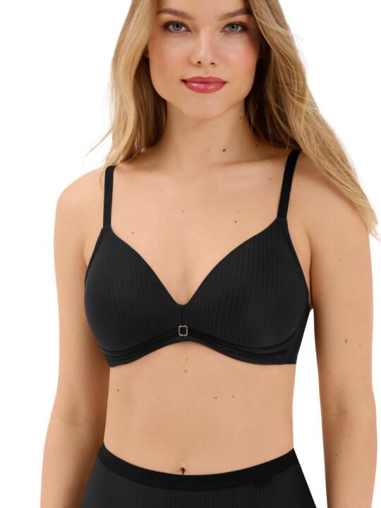 20327LI Soutien-gorge décolleté préformé sans armatures Laura Lisca Noir face